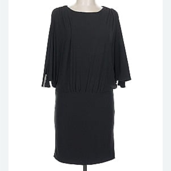 Frank Lyman Mini Dress 3/4 Slit Sleeved Rhinestone Bodycon Black Size 12 - Picture 8 of 8